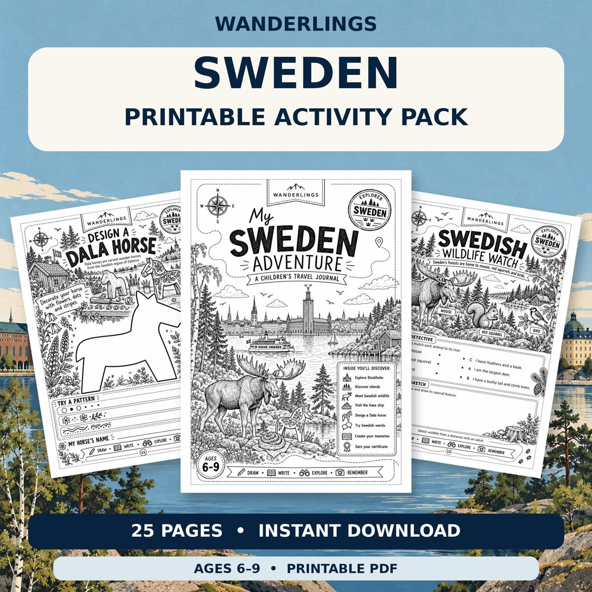 Sweden Adventure printable pack cover