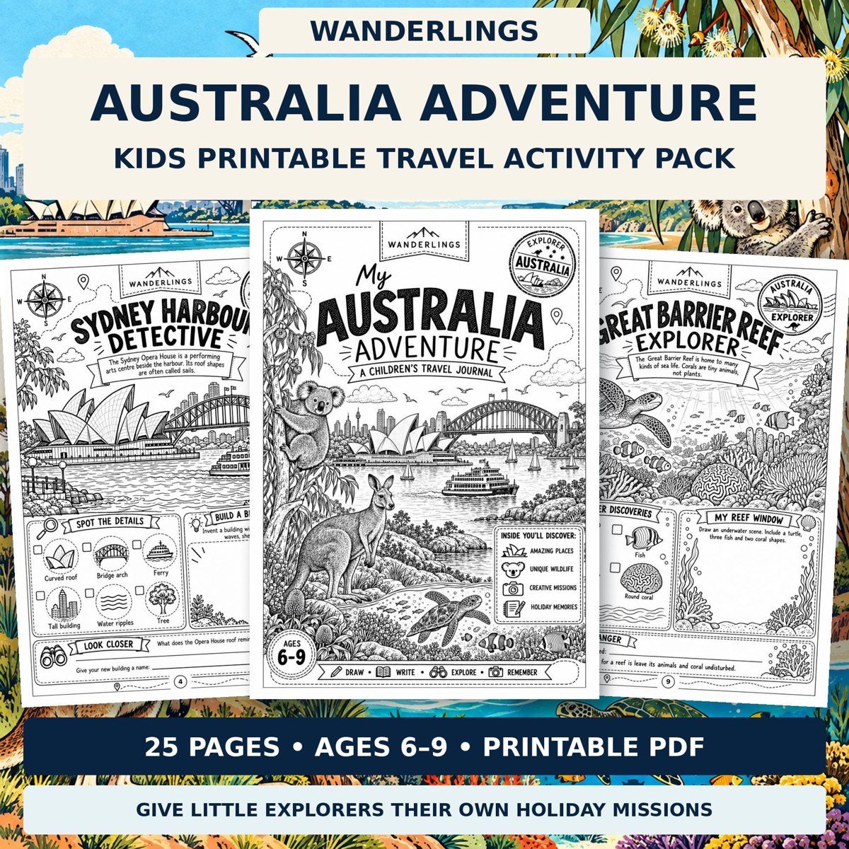 Australia Adventure printable pack cover